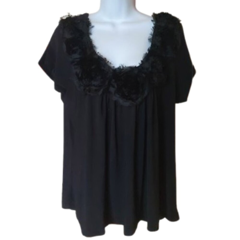 Black Embellished Top Fits Size 2X